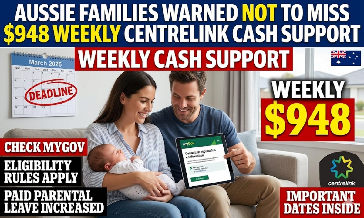 Aussie Families Warned Not to Miss $948 Weekly Centrelink Cash Support