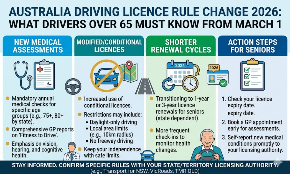 Australia Driving Licence Rule Change 2026: What Drivers Over 65 Must Know From March 1