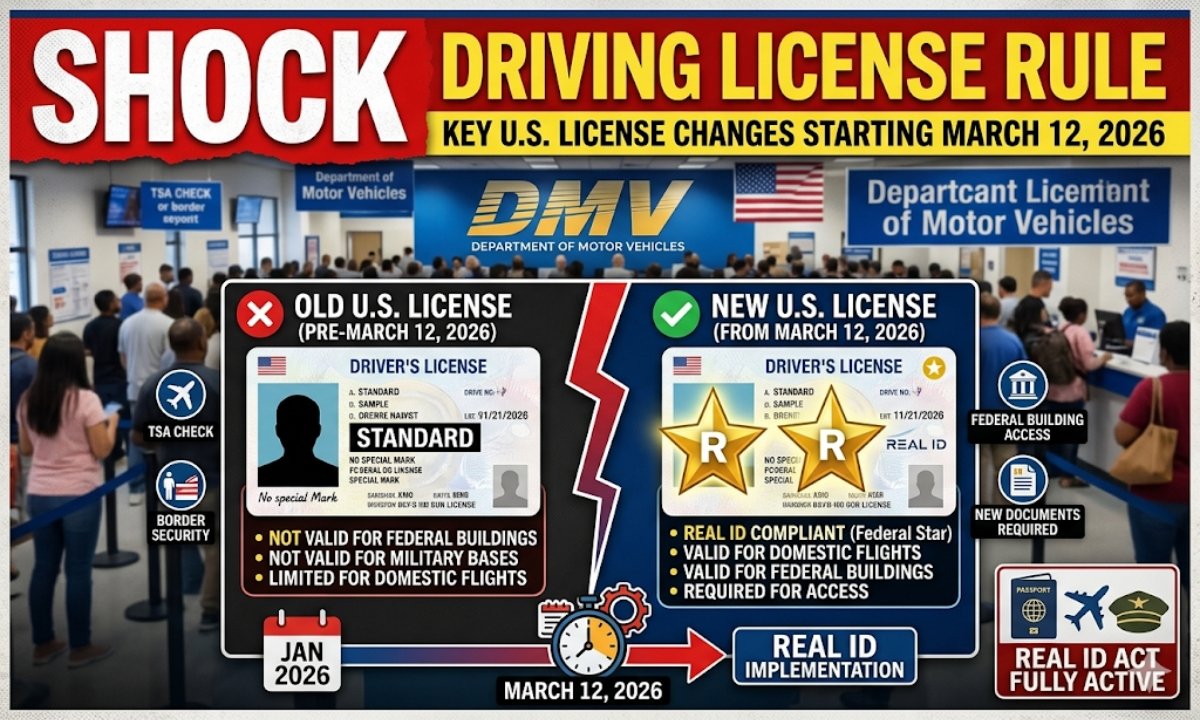 Driving License Rule Shock: Key U.S. License Changes Starting March 12, 2026