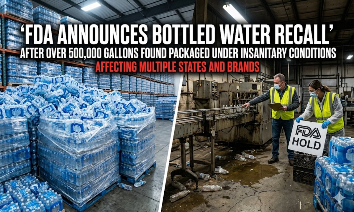 FDA Announces Bottled Water Recall After Over 500,000 Gallons Found Packaged Under Insanitary Conditions