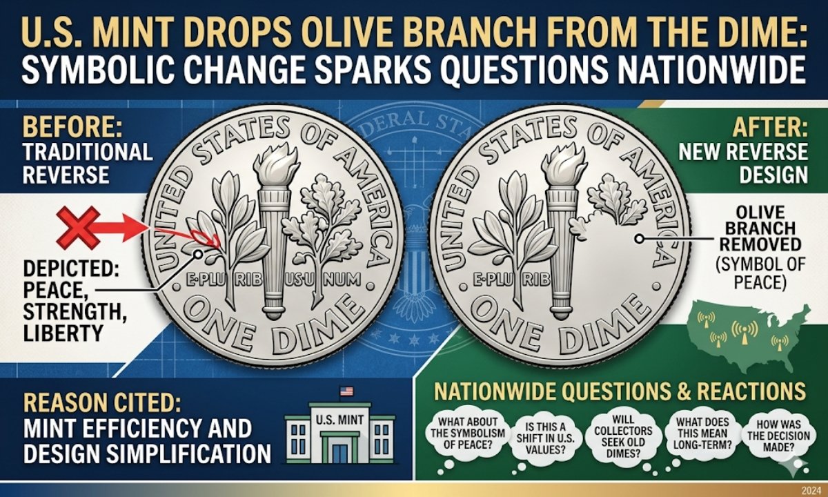 U.S. Mint Drops Olive Branch from the Dime: Symbolic Change Sparks Questions Nationwide