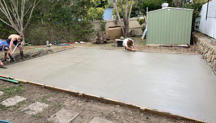 concrete pour for a basketball court